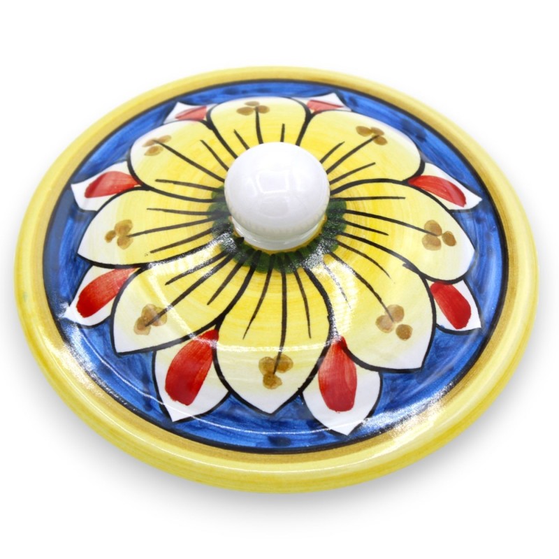 Caltagirone keramische knoflook- of uienhouder - h 18 en Ø 15 cm ca. veelkleurige barokke decoratie en citroenen - 