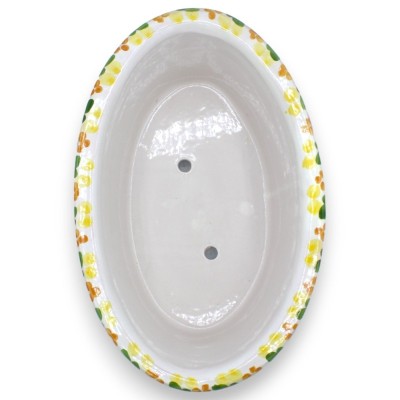 Boîte vase ovale en céramique de Caltagirone - L 35 x 22 x 14 cm environ. décoration baroque, roue de fruits et charrett
