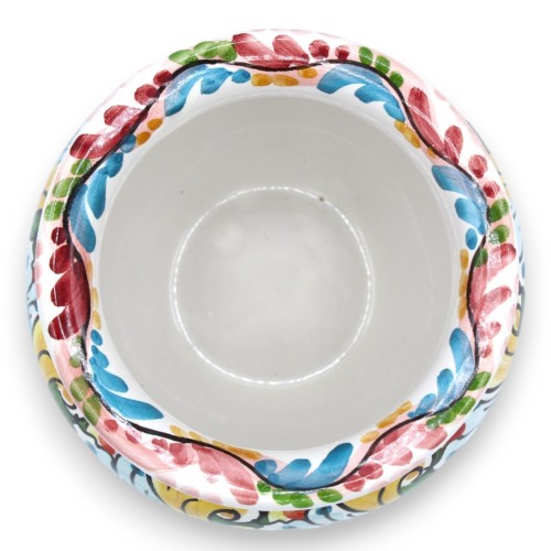 Ceramiczna doniczka Cachepot Caltagirone - Ø 15 cm ok. Dekoracja barokowa i kwiatowa na bordowym tle -  2