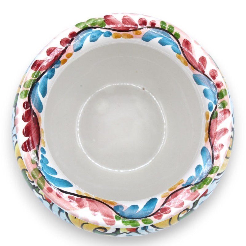 Cachepot Caltagirone Keramik-Pflanztopf, mit Größenoptionen (1 Stück), Barock- und Blumendekor, burgunderfarbener Hinter