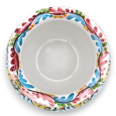 Maceta de cerámica Cachepot Caltagirone - Ø 15 cm aprox. Decoración barroca y floral sobre fondo burdeos - 