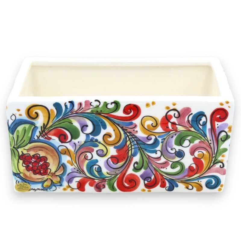 Caja de jarrón Bonsai en cerámica Caltagirone - en dos opciones de tamaño (1ud), decoración barroca multicolor, limones 