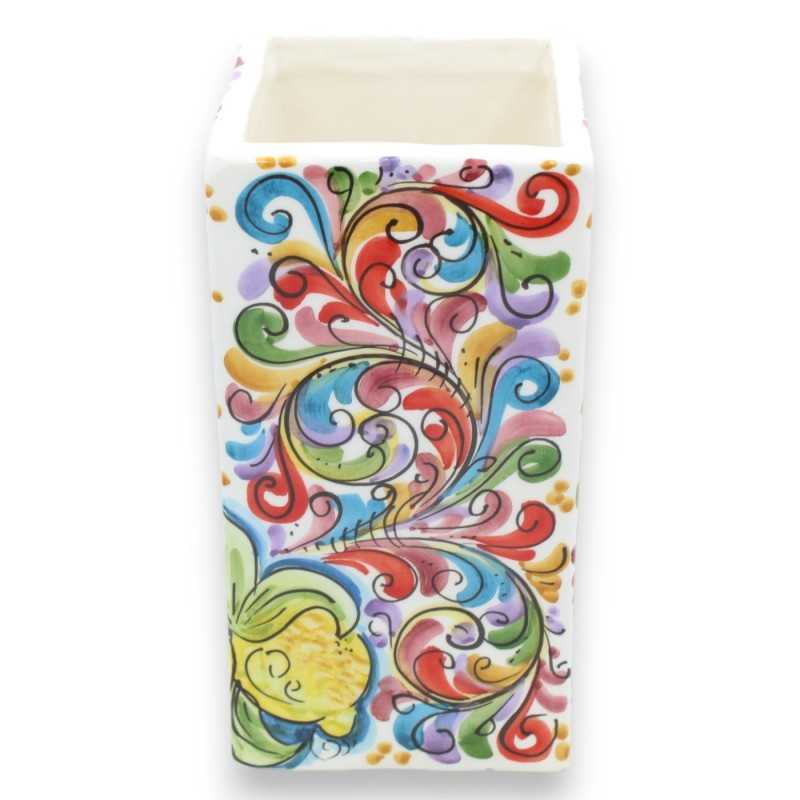 Vaso vertical em cerâmica Caltagirone, em duas opções de tamanho (1pc) barroco multicolorido, limões e romã - 