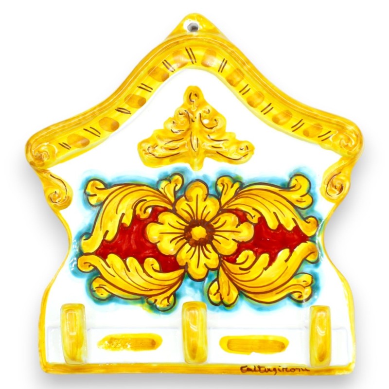 Caltagirone-Keramik-Kleiderbügel, Schlüsselhalter, Topflappen oder Handschuhe – ca. 20 h x 20 l cm. (1 Stück) mit Dekora