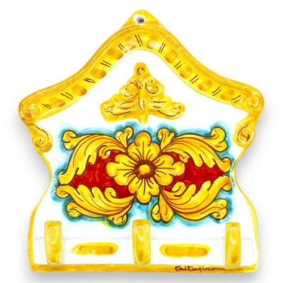Appendino ceramica Caltagirone, porta chiavi, presine o guanti - 20 h x 20 l cm ca. (1Unità) con opzioni decoro - 