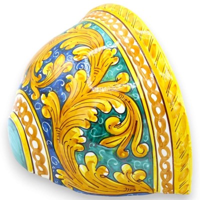 Gerla, Hängender Blumentopf, Caltagirone-Keramik, drei Größenoptionen (1 Einheit) Barockdekor auf grünem und blauem Hint