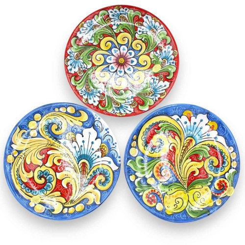 Sierbord in Caltagirone keramiek, Ø 25 cm ca. (1 st) met drie decoratie-opties - 