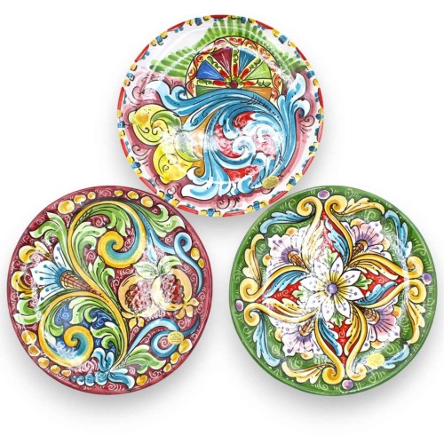 Sierbord in Caltagirone keramiek - Ø 25 cm ca. (1 st) in drie decoratie-opties - 