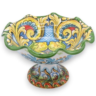 Stojak na owoce z ząbkami Caltagirone Ceramiczny element centralny, 2 opcje rozmiaru (1 szt.) Dekoracja barokowa, serwet