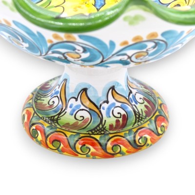 Stojak na owoce z ząbkami Caltagirone Ceramiczny element centralny, 2 opcje rozmiaru (1 szt.) Dekoracja barokowa, serwet