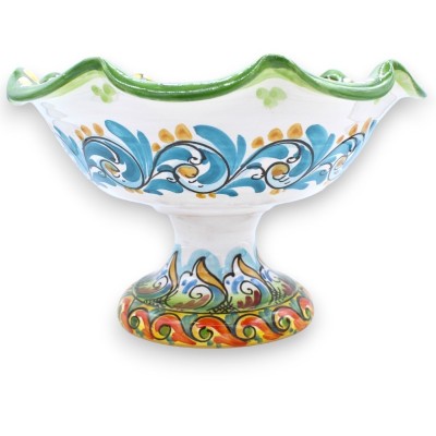 Stojak na owoce z ząbkami Caltagirone Ceramiczny element centralny, 2 opcje rozmiaru (1 szt.) Dekoracja barokowa, serwet