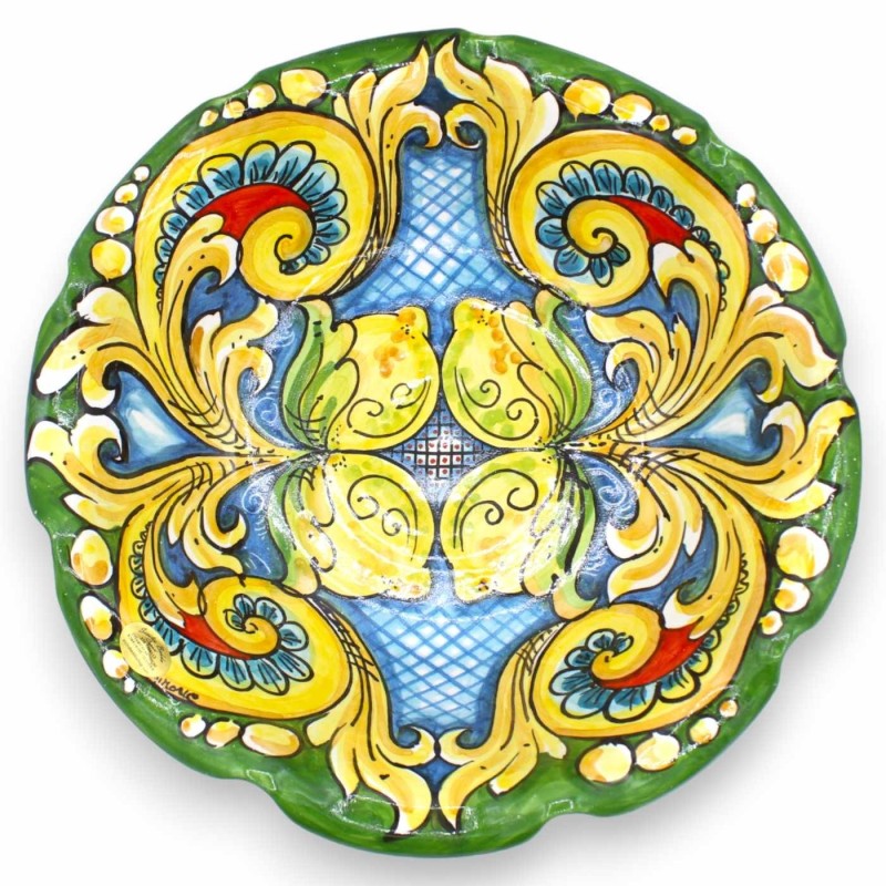 Puesto de frutas festoneado Centro de mesa de cerámica Caltagirone, 2 opciones de tamaño (1 pieza) decoración barroca, t