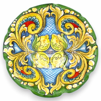Puesto de frutas festoneado Centro de mesa de cerámica Caltagirone, 2 opciones de tamaño (1 pieza) decoración barroca, t