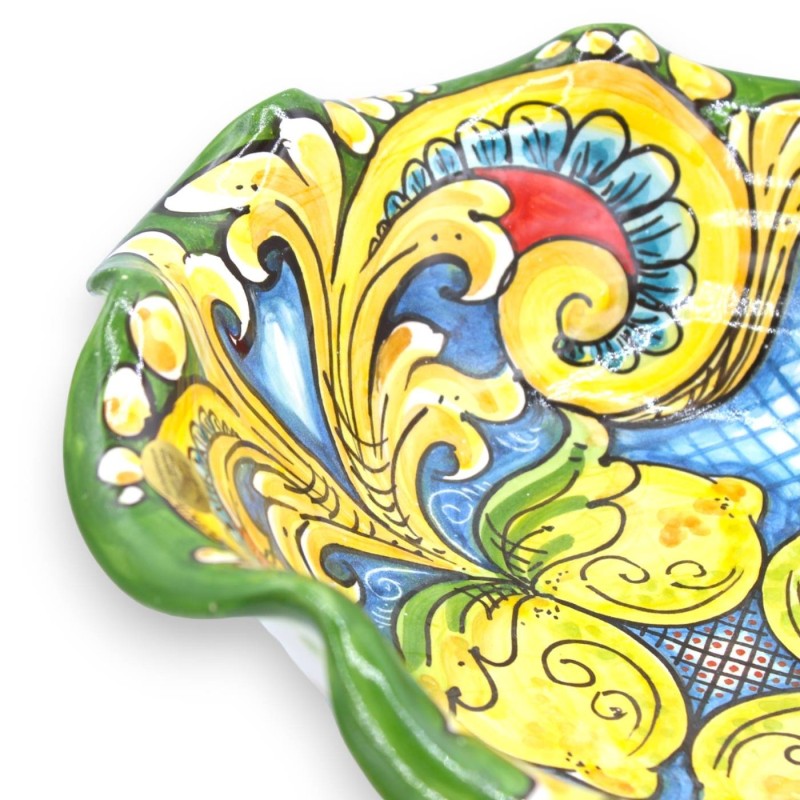 Stojak na owoce z ząbkami Caltagirone Ceramiczny element centralny, 2 opcje rozmiaru (1 szt.) Dekoracja barokowa, serwet