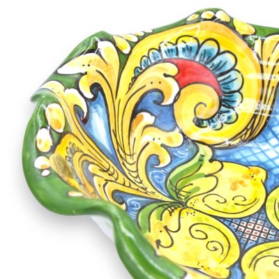 Stojak na owoce z ząbkami Caltagirone Ceramiczny element centralny, 2 opcje rozmiaru (1 szt.) Dekoracja barokowa, serwet