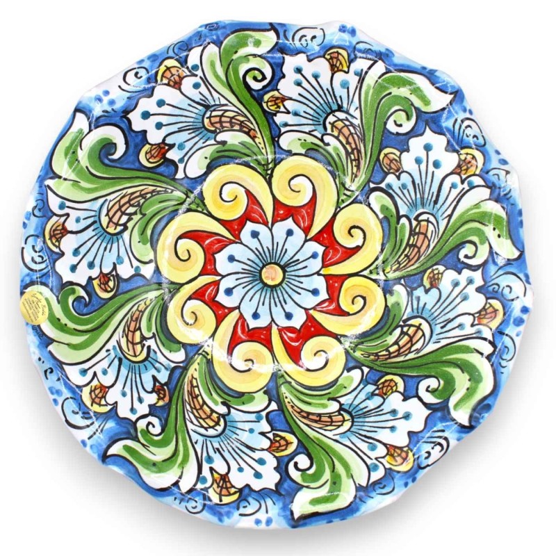 Centro de mesa con puesto de frutas festoneado, cerámica Caltagirone, 2 opciones de tamaño (1 pieza) decoración barroca 