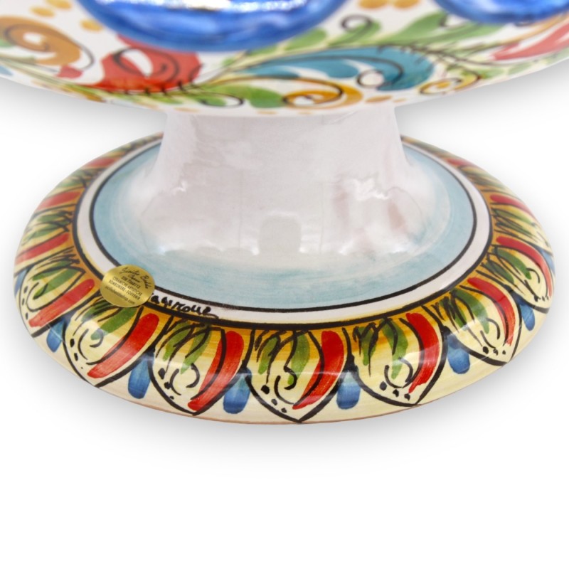 Gratängformad fruktskål, mittdekoration i keramik från Caltagirone, 2 storlekar (1 enhet), barock och blomsterdekor, fle
