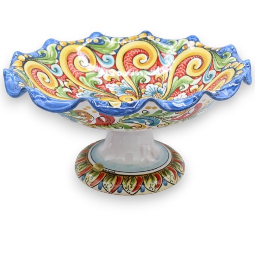Gratängformad fruktskål, mittdekoration i keramik från Caltagirone, 2 storlekar (1 enhet), barock och blomsterdekor, fle