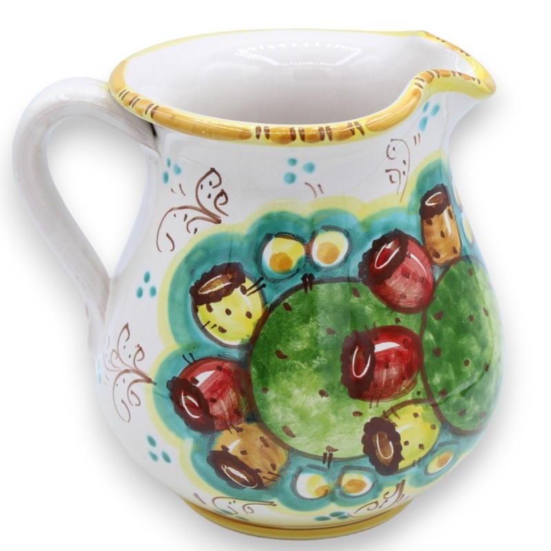 Cannata Siciliana, dzbanek ceramiczny Caltagirone, różne opcje wielkości (1 szt.) dekoracja na ostrzu opuncji - 