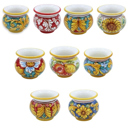 Cachepot Vaso per piante in ceramica Caltagirone - h 8 e Ø 9 cm (1Unità) con diverse opzioni decoro - 