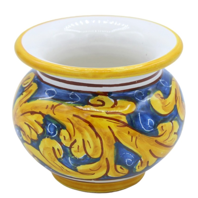 Macetero de cerámica Caltagirone Cachepot, h 8 y Ø 9 cm (1ud) con diferentes opciones de decoración - 