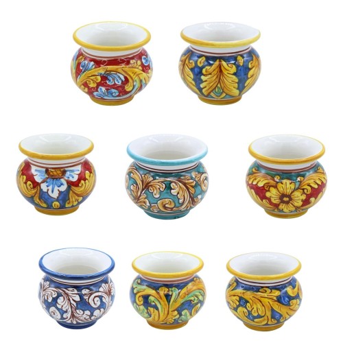 Cachepot Vaso per piante in ceramica Caltagirone, h 8 e Ø 9 cm (1Unità) con diverse opzioni decoro - 