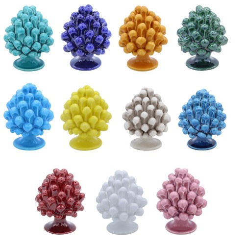 Sizilianischer Tannenzapfen Caltagirone H 10 / 11 cm ca. (1 Stück) Einfarbig mit verschiedenen Farboptionen - 