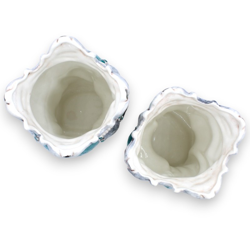 Cabeças de Emiri siciliano marrom escuro (par) h aprox. Cerâmica Caltagirone, detalhes em esmalte platina MD15 - 