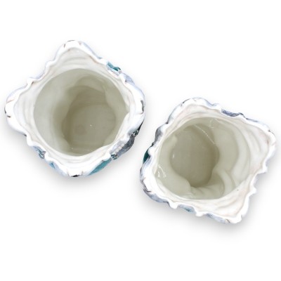 Cabeças de Emiri siciliano marrom escuro (par) h aprox. Cerâmica Caltagirone, detalhes em esmalte platina MD15 - 