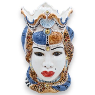 Têtes siciliennes Emiri marron foncé (paire) h env. Céramique Caltagirone, détails en émail or pur 24 carats MD16 - 