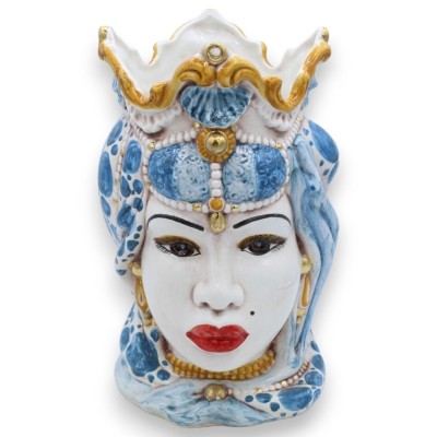 Siciliaanse Emiri donkerbruine koppen (paar) h ca. 25 cm Caltagirone keramiek, 24-karaats puur gouden emaille details MD