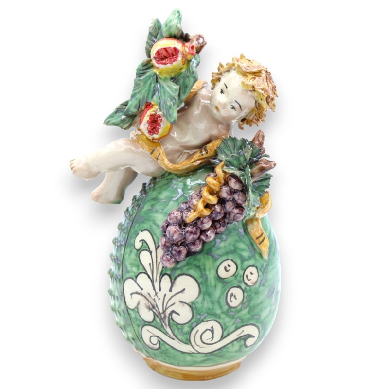Plaats met fruit op keramische ei Caltagirone Matt, lengte 20 cm - 