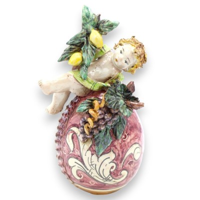 Plaats met fruit op keramische ei Caltagirone Matt, lengte 20 cm - 