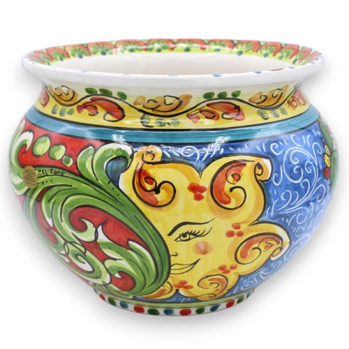 Cachepot Vaso dla ceramicznych roślin Caltagirone, dekor Carretto Siciliano, dostępny w różnych wymiarach - Mod BR - 