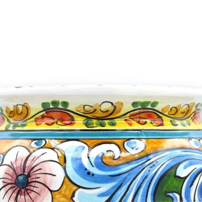 Cachepot Vaso dla ceramicznych roślin Caltagirone, dekor Carretto Siciliano, dostępny w różnych wymiarach - Mod BR - 