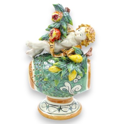 Caltagirone cerâmica putto no barril - h 20 cm aprox. (1pc) com opções de decoração - 