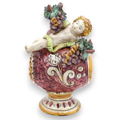 Caltagirone cerâmica putto no barril - h 20 cm aprox. (1pc) com opções de decoração - 