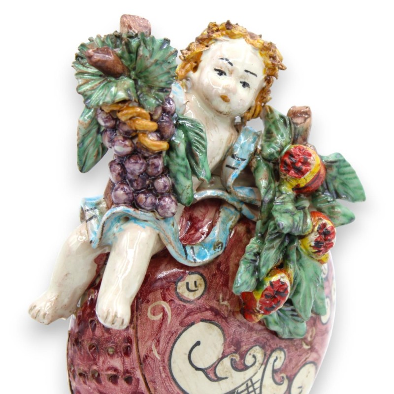 Putto op Caltagirone keramische kolf - h 22 cm ca. (1pc) met kleuropties - 