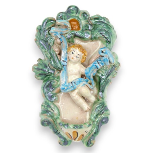 Caltagirone keramische kookpot met putto - h 13 cm ca. (1 st) met vijf kleuropties -  2