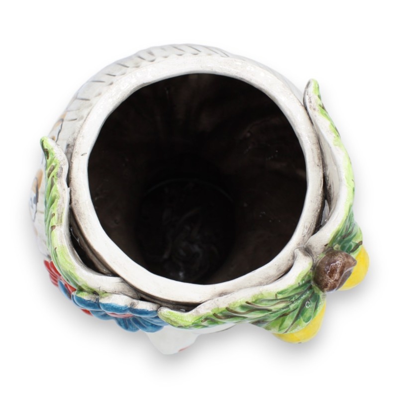 Huvud av Moro Caltagirone, h 27 / 28 cm ca. (1 st) med flerfärgade blommor och frukt - 