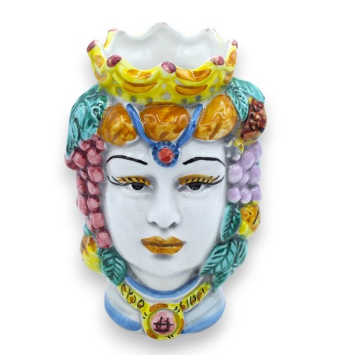 Ceramika Caltagirone ciemnobrązowa - wys. 13 / 14 cm ok. (1 szt.) z koroną i owocami -  2