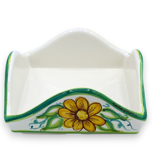 Porta Mestolo o Porta Tovaglioli in ceramica Caltagirone, Decoro Fiori ( 1pz) - 2