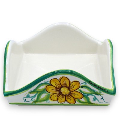 Porta Mestolo o Porta Tovaglioli in ceramica Caltagirone, Decoro Fiori ( 1pz) - 