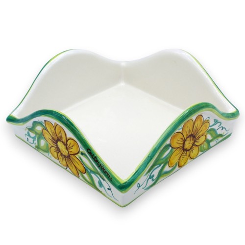 Porta Conchas ou Porta Guardanapos em cerâmica Caltagirone, Decoração com Flores (1pc) -