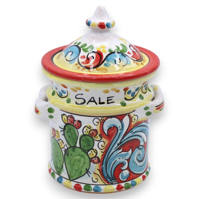 Tris Caltagirone Keramikgläser, H ca. 20 cm. mehrfarbiger sizilianischer Wagen mit barocker Dekoration - 