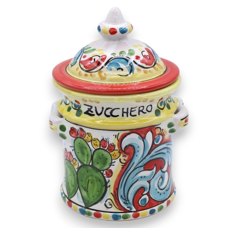 Tris Caltagirone Keramikgläser, H ca. 20 cm. mehrfarbiger sizilianischer Wagen mit barocker Dekoration - 