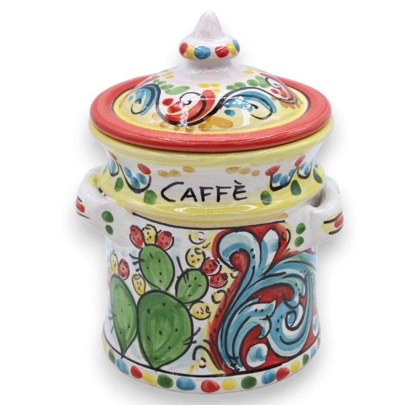 Tris Caltagirone Keramikgläser, H ca. 20 cm. mehrfarbiger sizilianischer Wagen mit barocker Dekoration - 