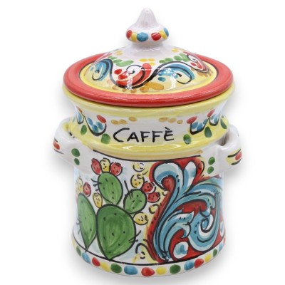 Tris Caltagirone Keramikgläser, H ca. 20 cm. mehrfarbiger sizilianischer Wagen mit barocker Dekoration - 
