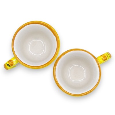 Tet a Tet coffee service, two cups and tray in Caltagirone ceramic, bordeaux, lemon and pomegranate baroque decoration -