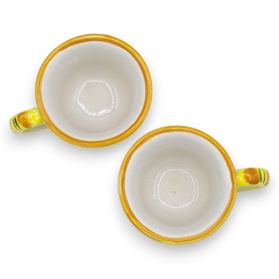 Tet a Tet coffee service, two cups and tray in Caltagirone ceramic, bordeaux baroque decoration and lemons - 